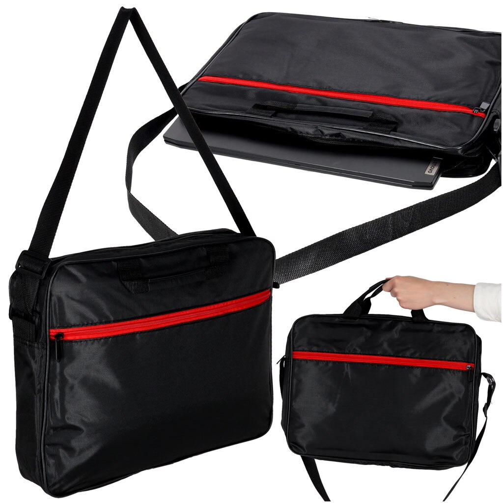 Geanta laptop 15,6", Artemis, neagra, nylon, dimensiuni 40x31x4,5cm, set cu curea reglabila