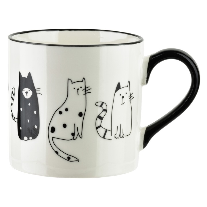 Cana COTTELLO, 370ml, 9x13x9cm, portelan, motiv cu pisici