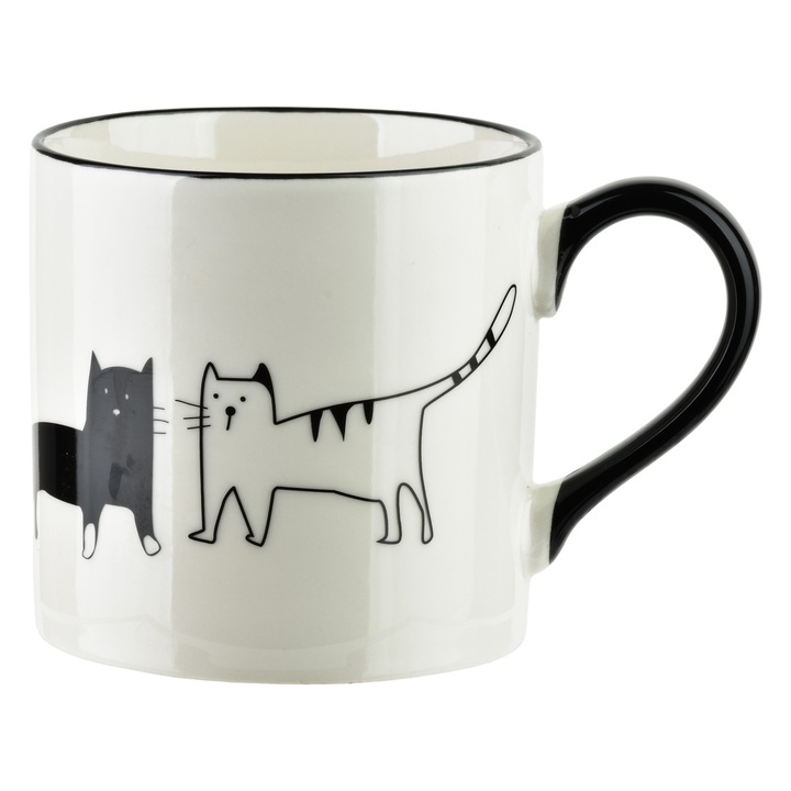 Cana COTTELLO, Affekdesign By Mondex, 370ml, 9x13x9cm, portelan, motiv cu pisici