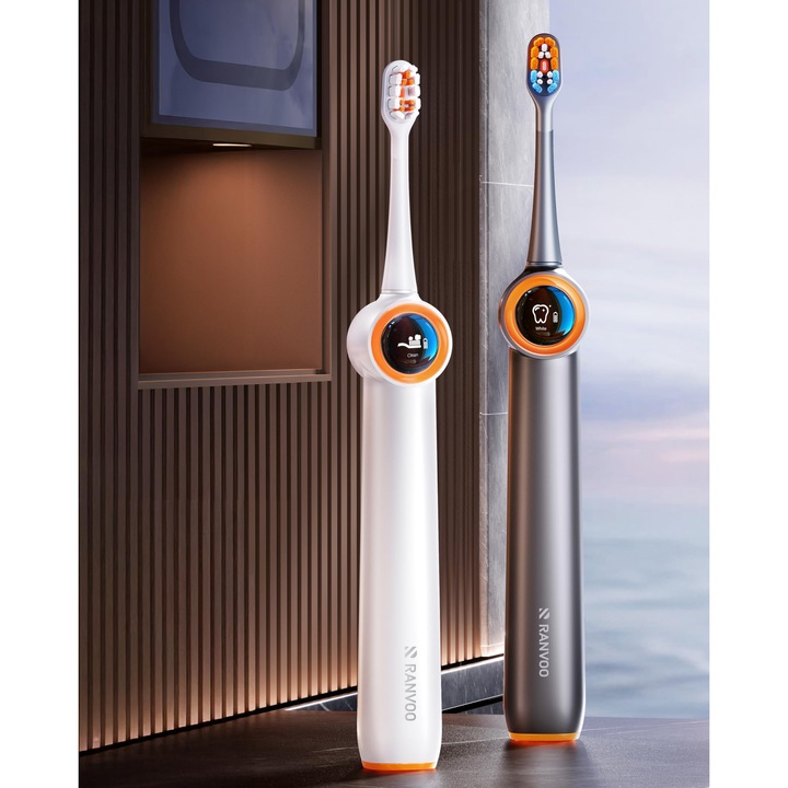 [Vibratii 2 In 1 Cu Irigator Oral] Periuta De Dinti Electrica Cu Bule Ranvoo 2025, Curatare Puternica, Indeparteaza Placa Bacteriana 100%, Dinti Cu 3 Zile Mai Albi, Ingrijirea Gingiilor, Durata De Viata A Bateriei De 60 De Zile, Cadou, Alb