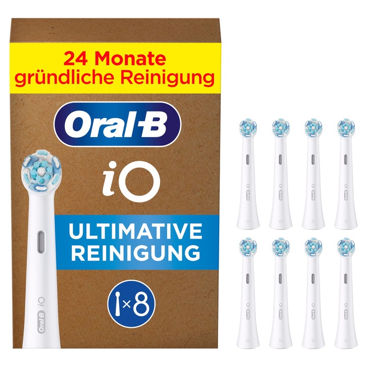 Oral-B Io Ultimate Clean – Capete De Periuta De Schimb Originale Pentru Periutele De Dinti Electrice Oral-B – Capete De Periuta, Cap De Periuta De Dinti, Capete De Periuta De Schimb, Ambalaj Compatibil Cu Cutia Postala – Alb, 8 Bucati