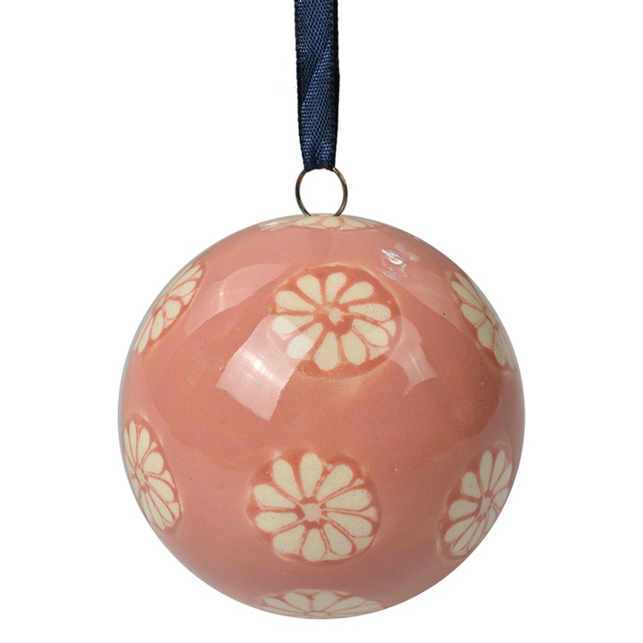 Krémrózsaszín kerámia díszgömb Ø 6x6 cm