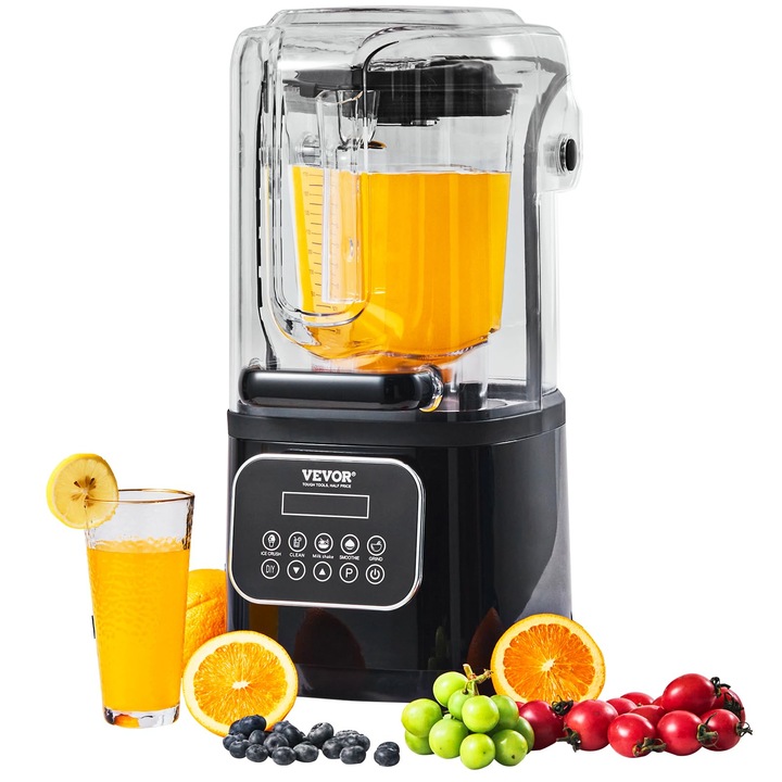 Blender Amzchef 2 in 1 cu recipiente 1850 ml și 600 ml, mixer vertical 1800 W, gri