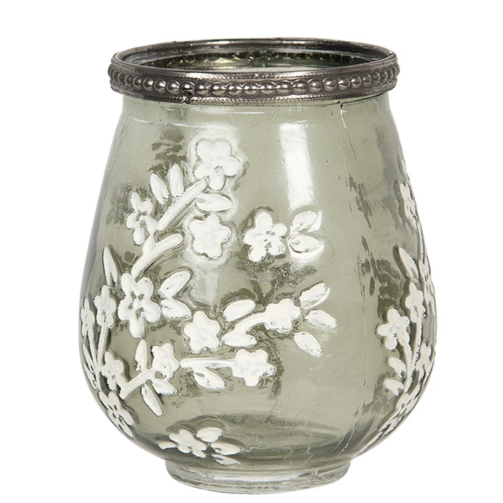 Vaza flori sticla verde alba Ø 9x11 cm