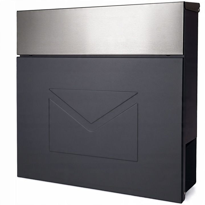 Rozsdamentes acél postaláda újságtartó rekesszel – elegáns dizájn, egyszerű összeszerelés SN3691-1 - ANTRACIT
