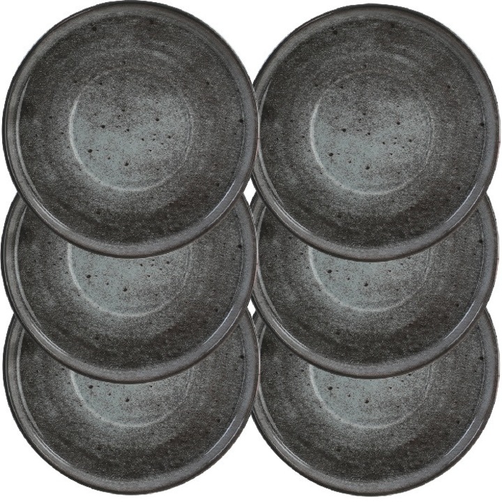 Set 6 Farfurioare ceramice Culinaro D14cm, gri, pentru ceasca