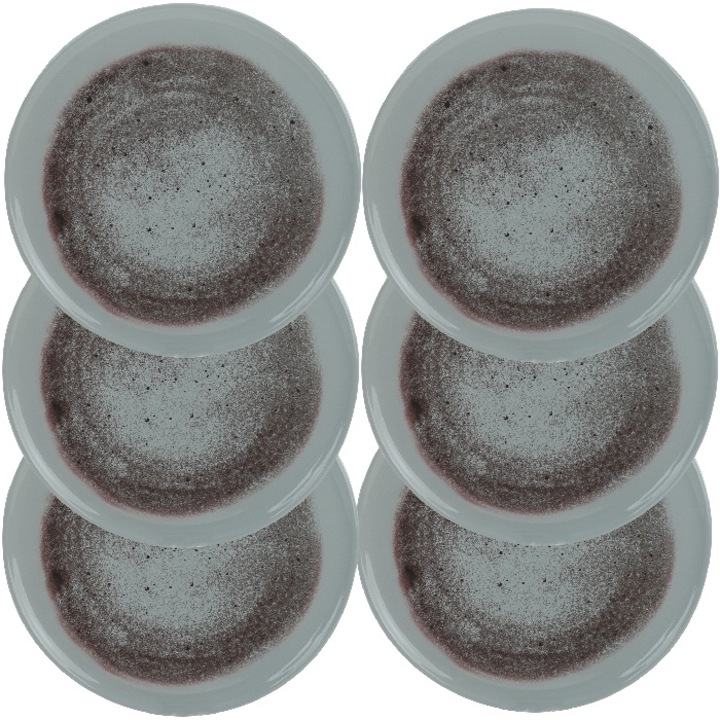 Set 6 Farfurie pizza din ceramica CULINARO HOME, D32, 5cm, gri