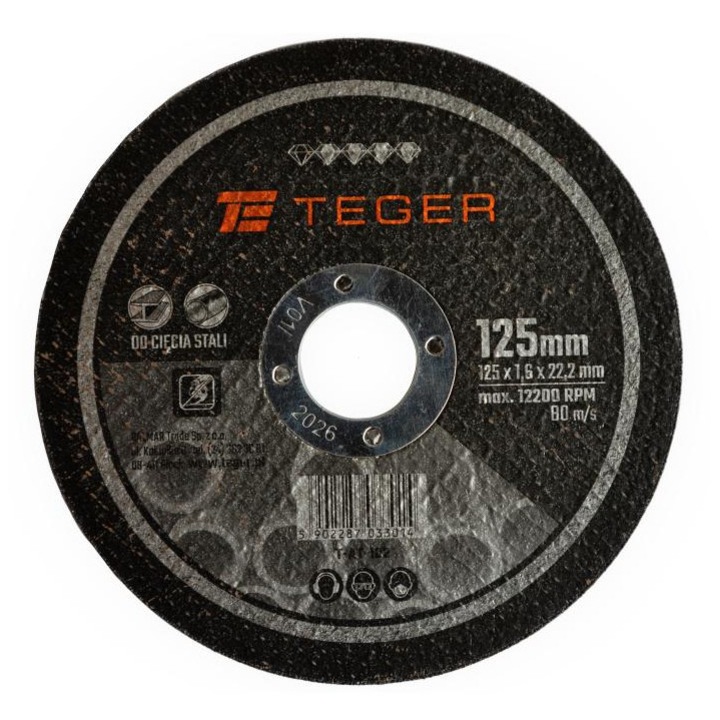 Vágókorong 125x1,6 mm, 10 darabos készlet, Teger