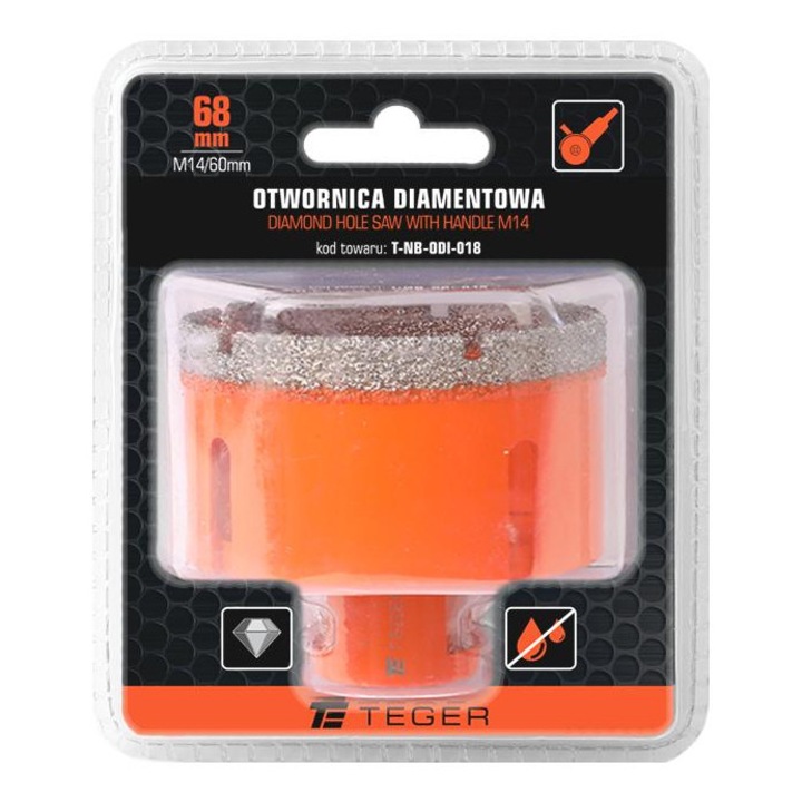 Carota diamantata cu mandrina M14/68 mm, Teger