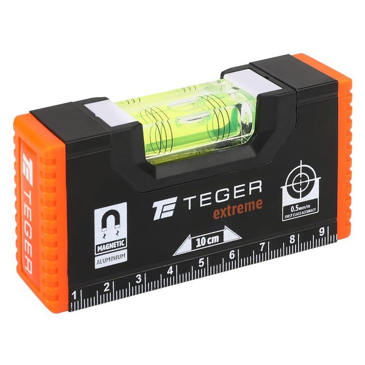 Poziomnica aluminiowa/magnetica 10 cm Teger, precizie ridicata, design compact