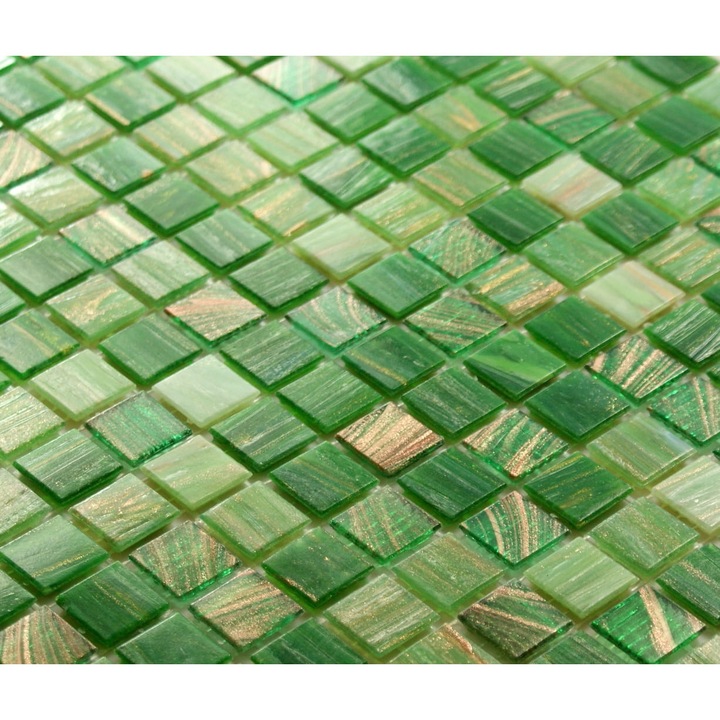 Mozaic sticlă, Englass, verde 30,5x32,7cm, rezistent apă și temperaturi mari, ideal pentru piscine și băi