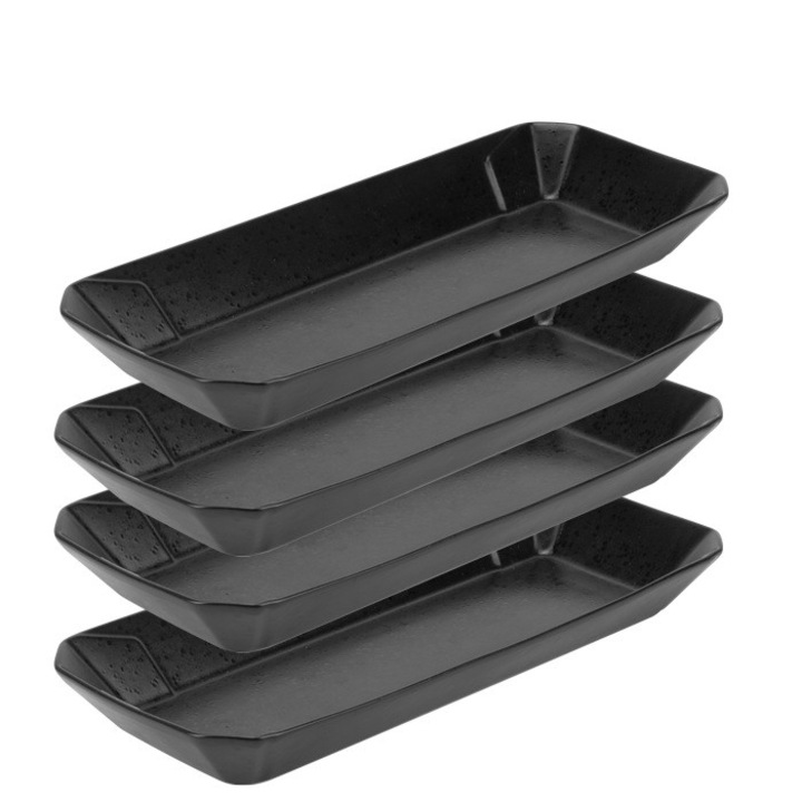 Set 4 platouri servire kebab din ceramica STREET FOOD BLACK, 30, 3x13, 1xh3, 4cm