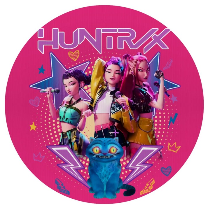 Mousepad rotund 20cm, Huntrix K-pop, silicon, 3mm grosime