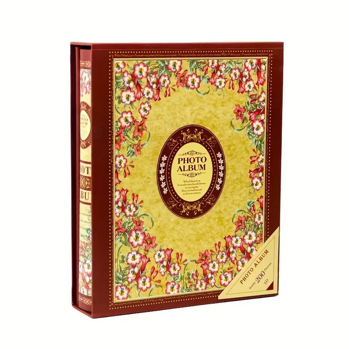 Album foto cu flori, 25.7x21cm, copertă tare, 200 fotografii, plastic subțire