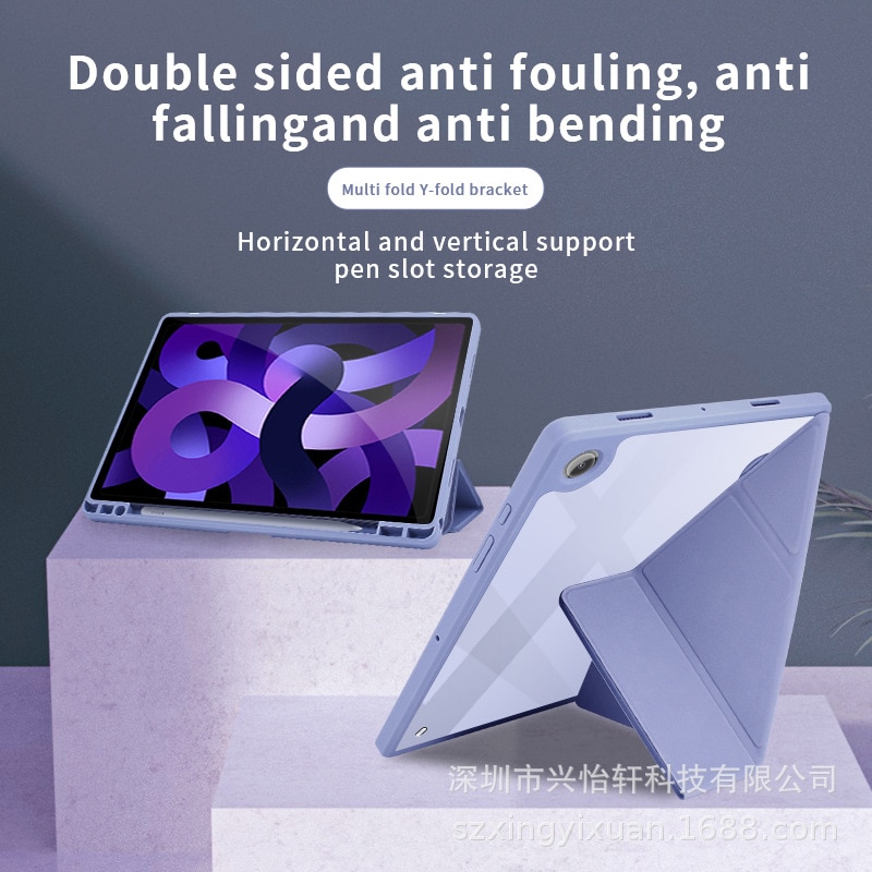 Husa tableta, Piele ecologica, compatibila cu Samsung Galaxy Tab S10+ 12.4 inch, pivotanta 360°, violet