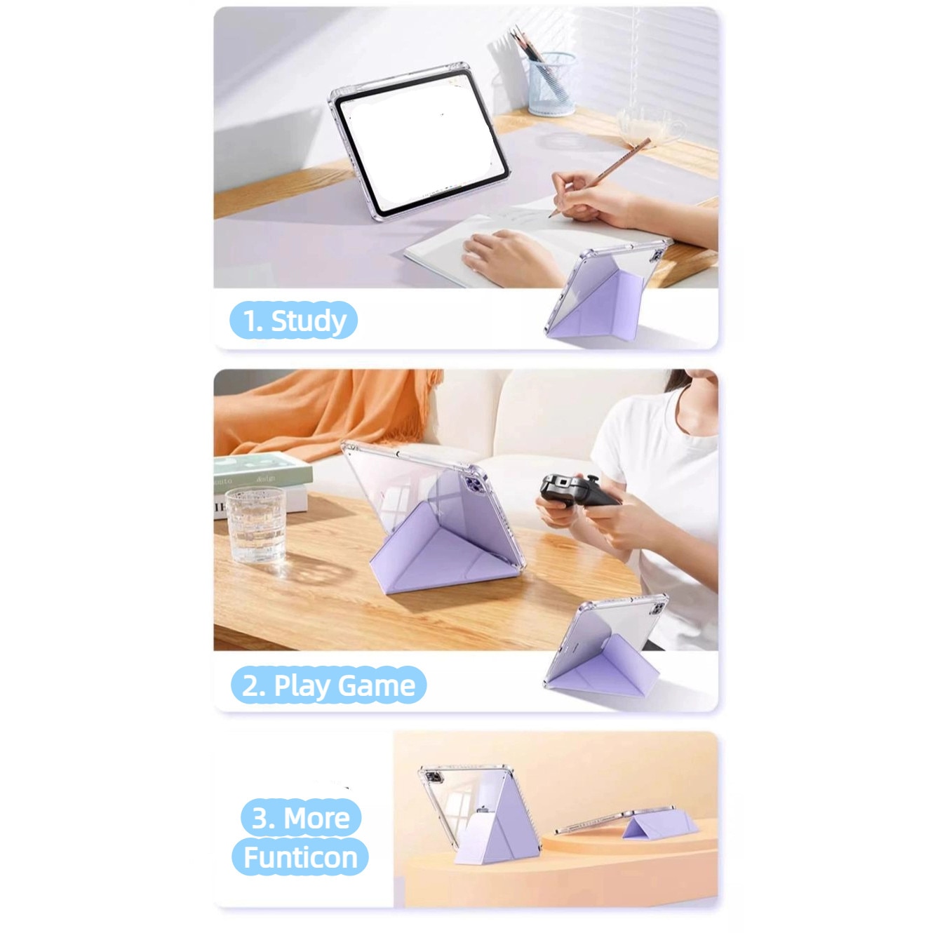 Husa tableta, Piele ecologica, compatibila cu Samsung Galaxy Tab S10+ 12.4 inch, pivotanta 360°, violet