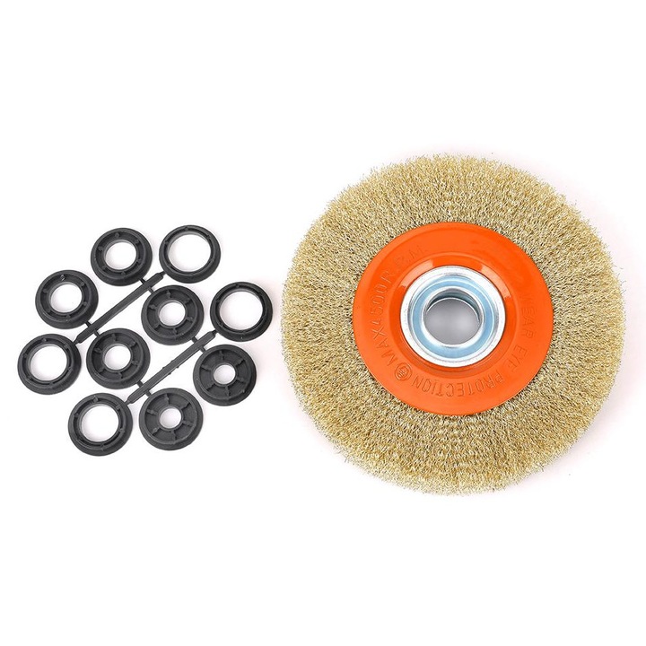 Tárcsakefe nyílással, Teger, FI 32/200 mm, hullámos drót, fémcsiszoláshoz