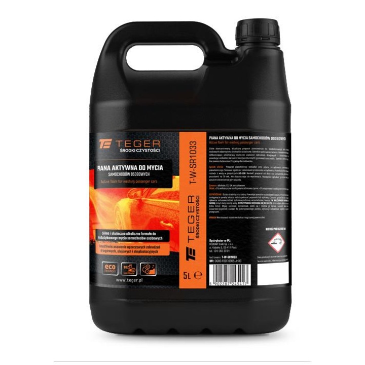 Spuma activa pentru spalarea masinilor 5 l, Teger, concentrat, alcalin, eficient impotriva murdariei