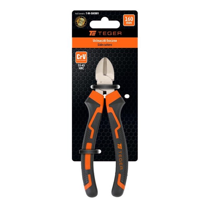 Clesti laterali Teger 160mm, otel crom-vanadiu, maner ergonomic, antiderapant