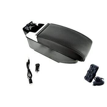 Cotiera auto universala 487LU cu USB neagra + Cadou suport auto telefon cu ventuza Cotiera auto universala 487LU cu USB neagra + Cadou suport auto telefon cu ventuza