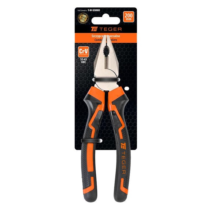 Univerzális fogó 200 mm, Teger, króm-vanádium acél, ergonomikus, csúszásmentes