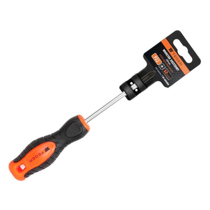 PZ csavarhúzó 2x100mm, Teger, mágneses heggyel, ergonomikus, csúszásmentes fogantyúval