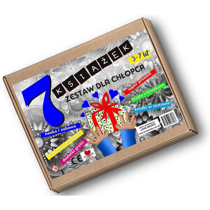 Set de 7 carti pentru copii, Love Books, 3-7 ani, activitati educationale, 25x35cm