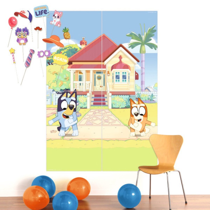 Bluey Joke fali dekorációs szett 4 db-os fotókellékekkel