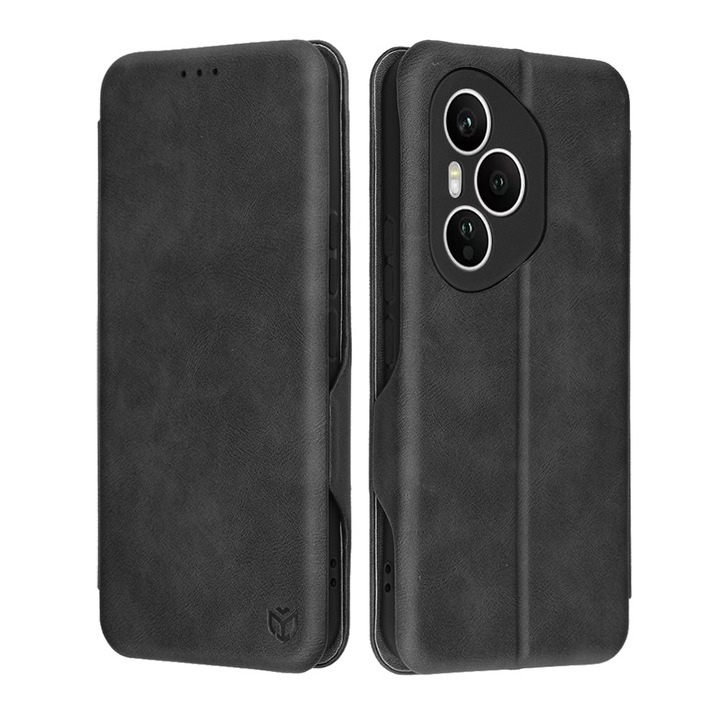 Husa tip carte pentru Honor 400 Pro, inchidere magnetica, Accesorio Safe Wallet Plus, Negru