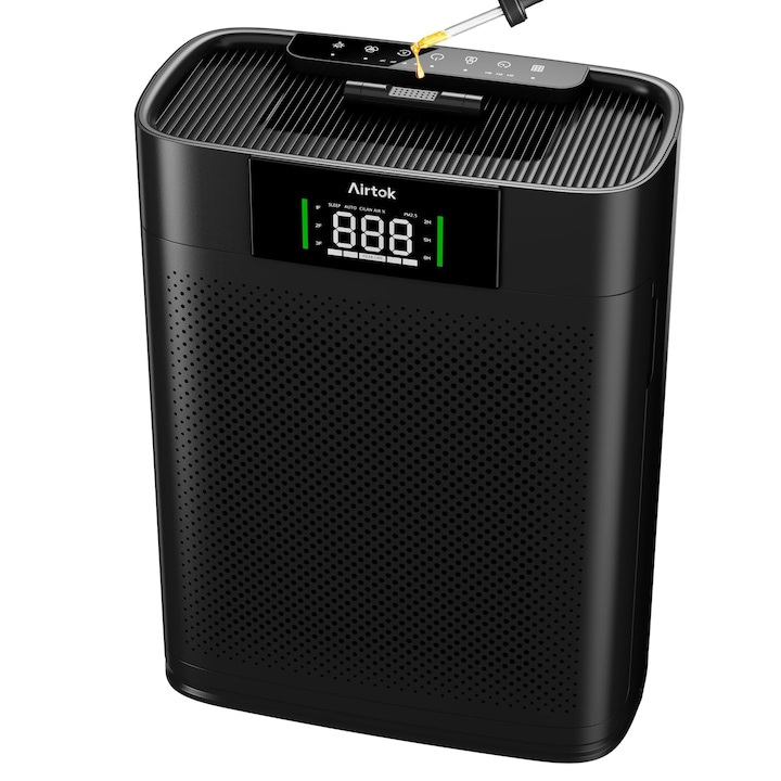 Purificator de aer AIRTOK, HEPA, pentru alergii, lumină de noapte, 92m²
