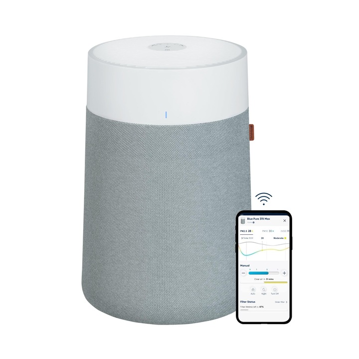 Purificator De Aer BlueAir Blue Pure 3350I Max, Intelligent, Silentios, 86 m²