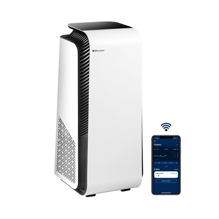 Blueair otthoni légtisztító, 91 m²-t tisztít 30 perc alatt, légtisztító Germshield technológiával az allergiák, vírusok, baktériumok és por ellen, Healthprotect 7470I, fehér