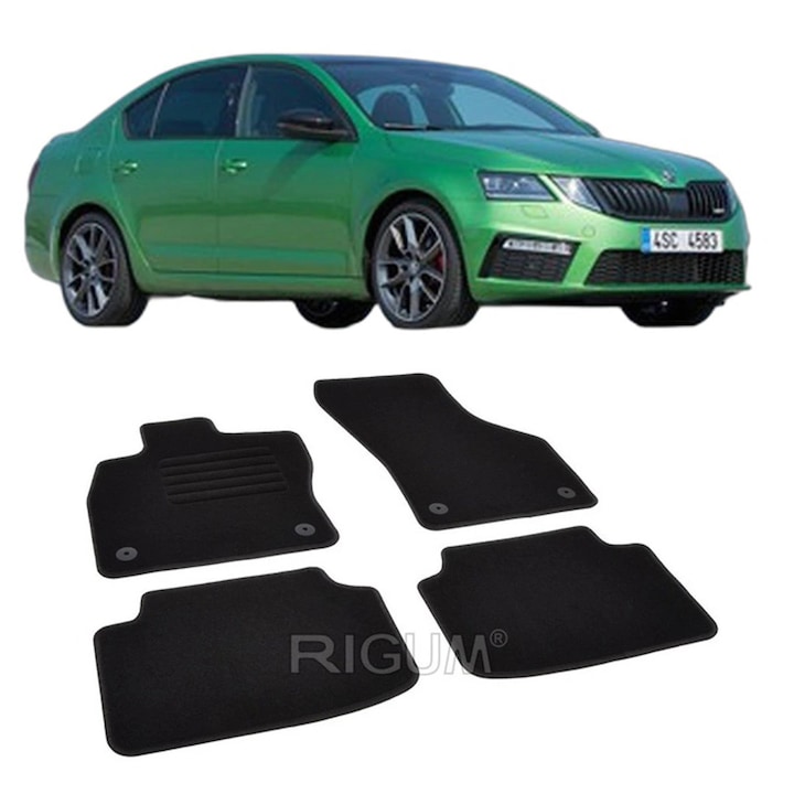 Set covorase auto textile Skoda Octavia 3 (5E) 2013-2020, design 3D, din mocheta, compatibile cu autoturismul Skoda Octavia 3 (5E)