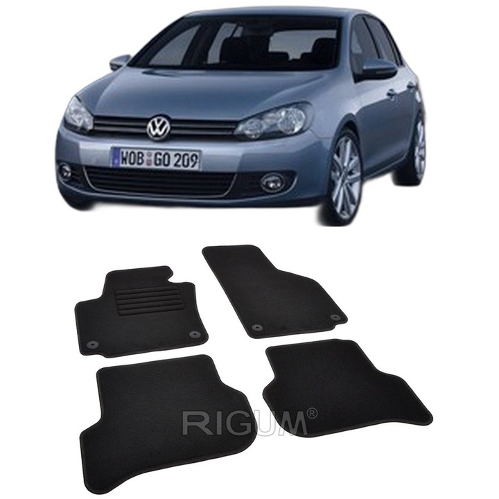 Set covorase auto textile VW Golf 6 Plus (521) 2009-2014, din mocheta, compatibile cu autoturismul VW Golf 6 Plus (521)