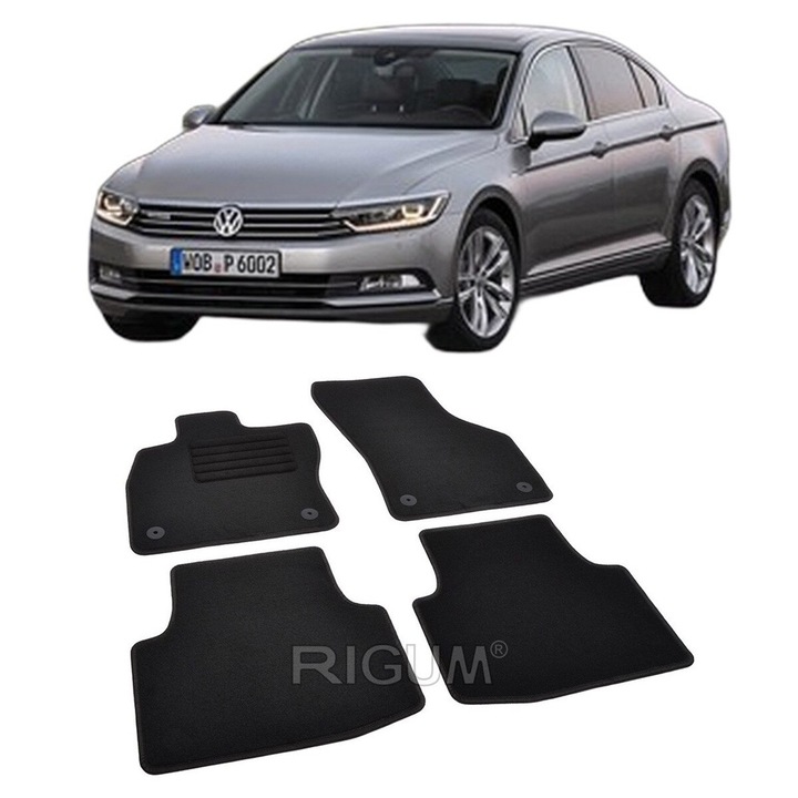 Set covorase auto textile VW Passat B8 (3G), 2014-prezent, din mocheta, compatibile cu autoturismul VW Passat B8 (3G)