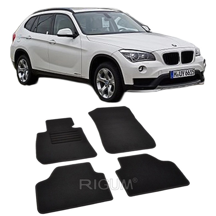 Set covorase auto textile BMW X1 E84, 2009-2015, din mocheta, compatibile cu autoturismul BMW X1 E84