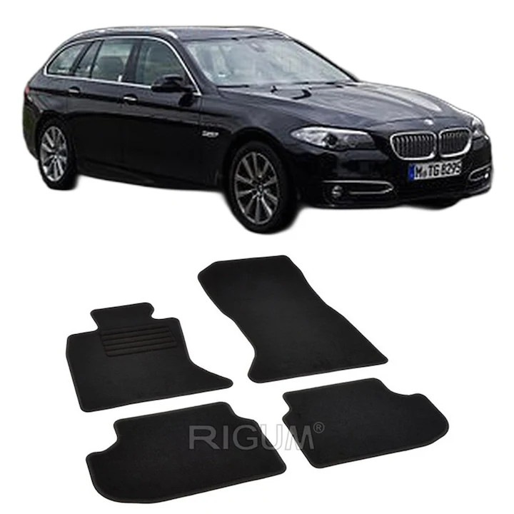 Set covorase auto textile BMW 5 F10 sedan / 5 F11 Touring, 2010-2013, din mocheta, compatibile cu autoturismul BMW 5 F10 sedan / 5 F11 Touring