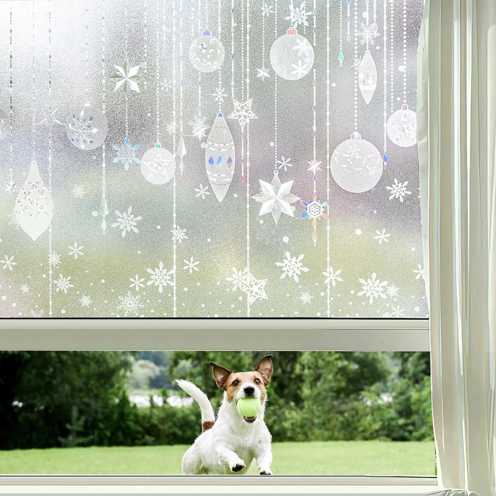 Фолио за прозорец, Самозалепващо, С вид на матирано стъкло, с глобуси, 44,5 x 200 см