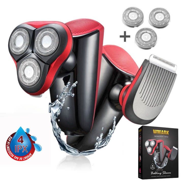 BIRAI MaxHead PRO professzionális hajvágó és borotva, 2 az 1-ben, nulla trimmelés / trimmelő / borotva, 50mAh lítium akkumulátor, 45 perc autonómia, 2 óra töltés, IPX4 vízálló, 2 cserélhető fej, tartozékok, fekete