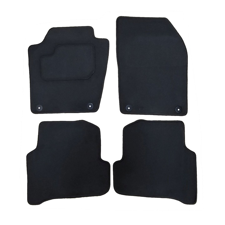 Set covorase velur, Skoda, Fabia III, 2014-2021, 4 bucati, negru, 2 covorase fata, 2 covorase spate, material velur, dedicat modelului Fabia III