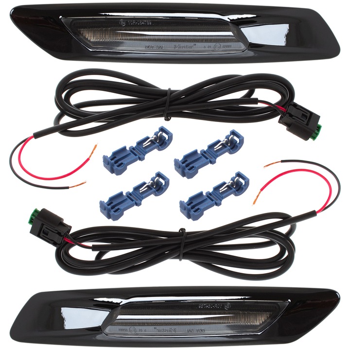 Set 2 buc. semnalizatoare laterale LED dinamice M MODECAR, negru fumuriu, pentru BMW 1, 3, 5, X1, X3, an 2004-2017