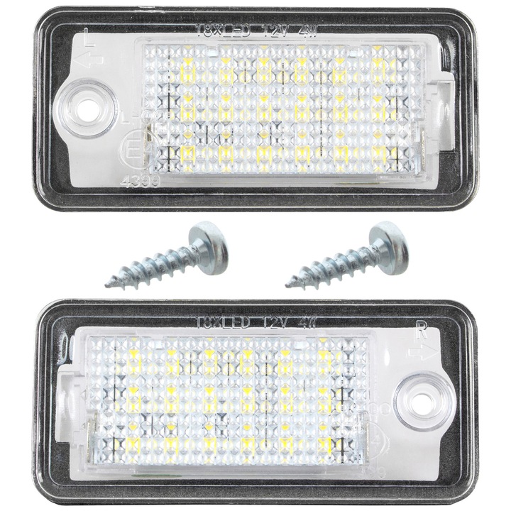 LED светлини за регистрационен номер, M MODECAR, комплект от 2 броя, тип 3528SMD, 4W, съвместими с Audi A3 A4 A6 A8 Q7