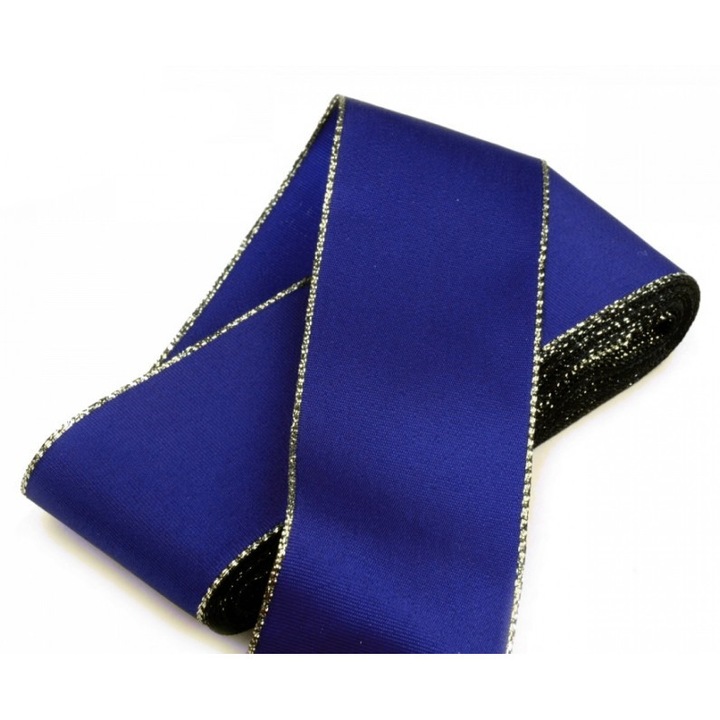 Panglica din tafta cu lurex, Stuha, albastru, 40 mm x 1m