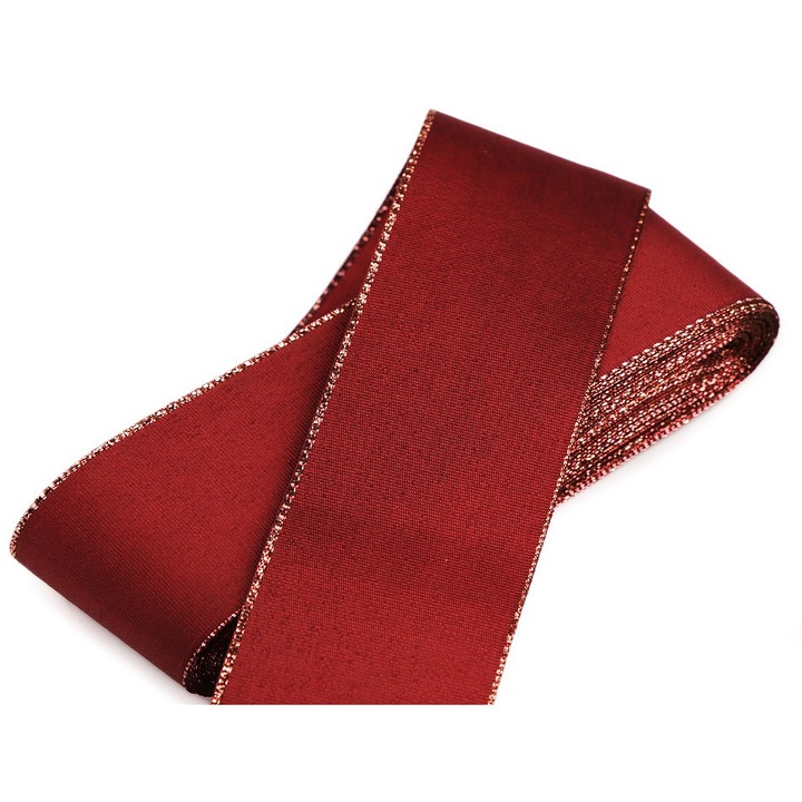 Тафта панделка с лурекс, бордо, ширина 40 мм, дължина 1 м