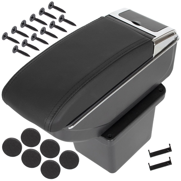 Cotieră auto M MODECAR Hyundai i30 I, negru, ecopiele, cu compartiment de depozitare, set montaj inclus