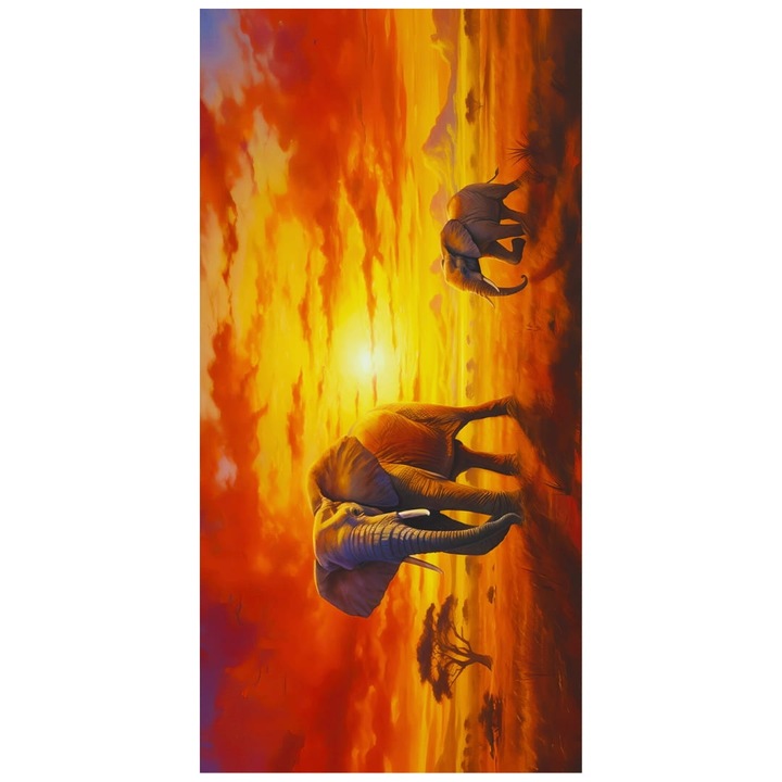 Prosop de Plaja, 70 x 140 cm, Uscare Rapida, Elefanti, Placut la Atingere, Capacitate Mare de Absorbtie, Absorbant si Durabil, 300 g/m², Microfibra, Multicolor