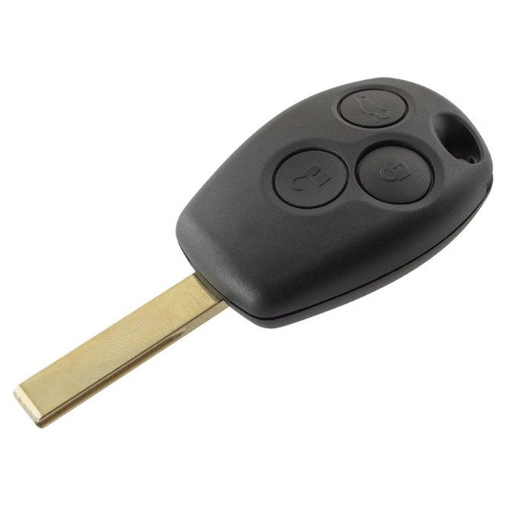 Carcasa telecomanda auto M MODECAR pentru Renault Clio, Kangoo, Laguna, Master, Megane, Modus, Thalia, Trafic, Twingo, 3 butoane, cu grot simplu si caneluri