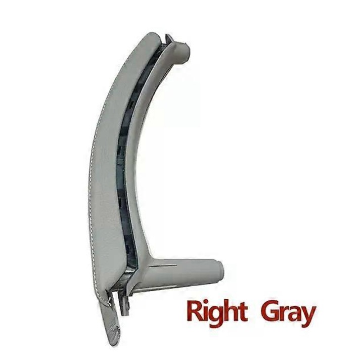 Manere interioare usa pasager stanga/dreapta cu husa din piele pentru BMW X5 X6 E70 E71 E72 2007-2013, set 3 bucati, gri