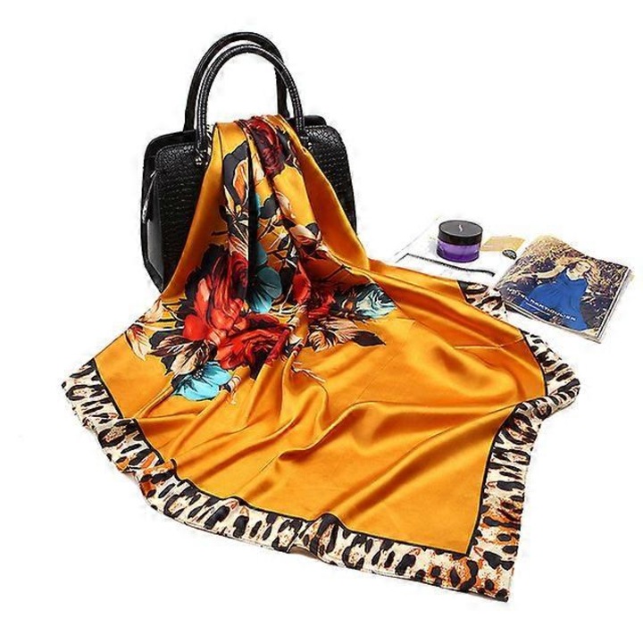 Esarfa dama, 90x90cm, multicolor, material satin