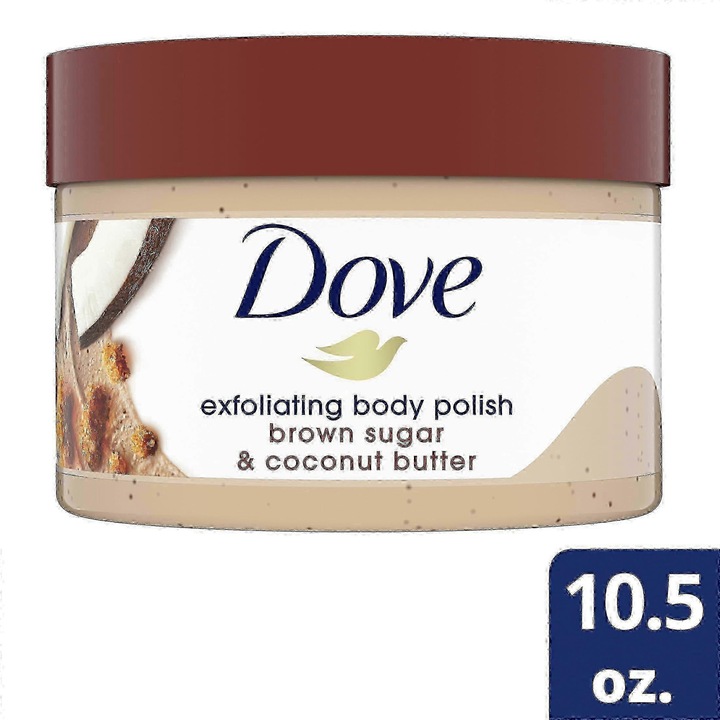 Scrub exfoliant Dove, zahar brun si unt de cocos, 300g